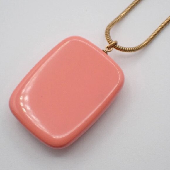 CHANEL CC Logo Snake Chain Pendant Necklace 03P Gold Pink GHW France - Picture 11 of 13